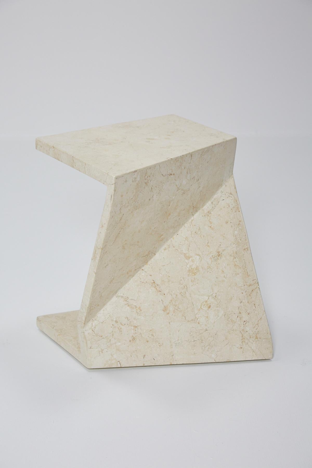 Philippine Zig Zag Side Tables or Coffee Table in Tessellated White Stone, 1990s
