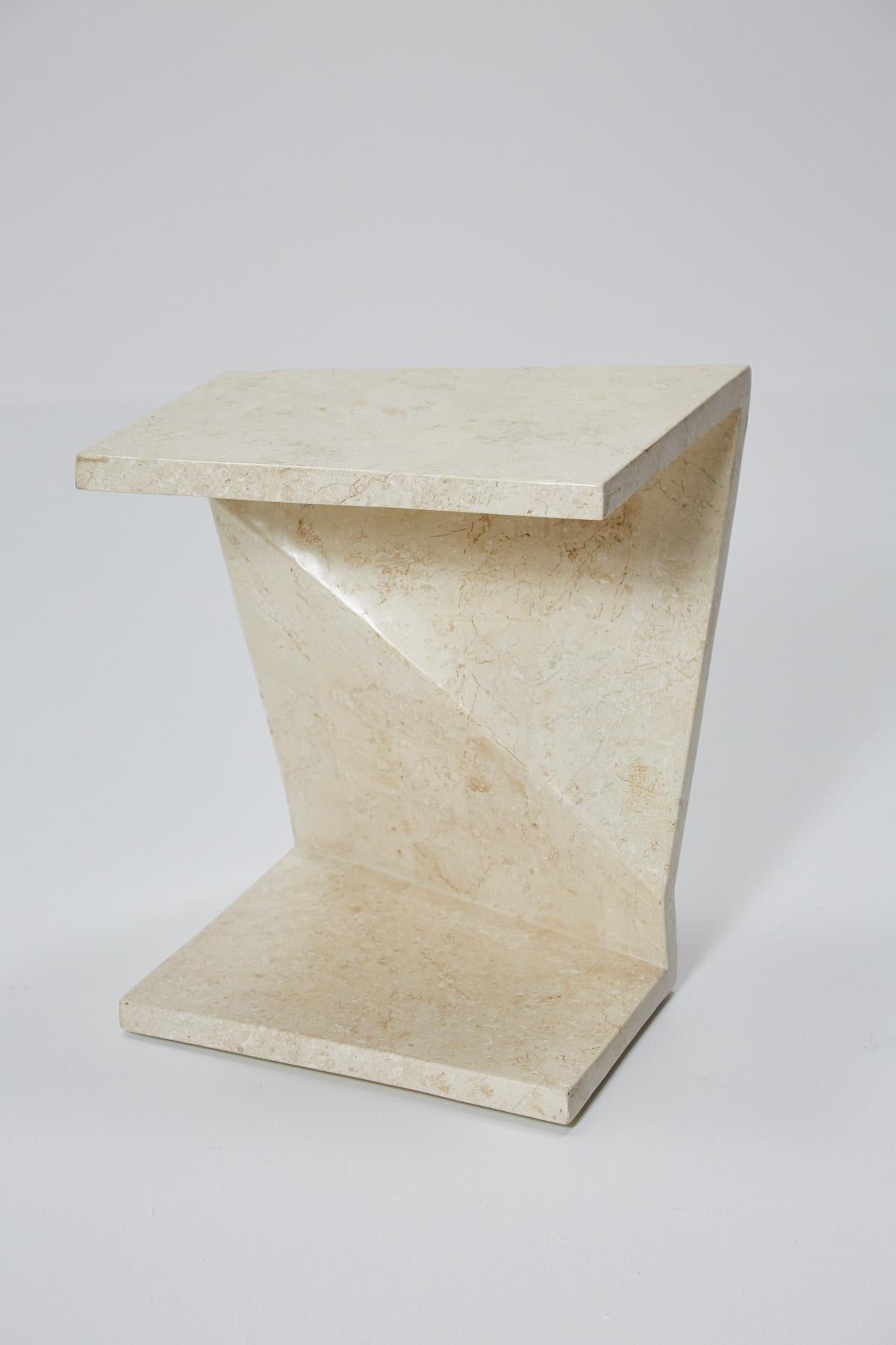Late 20th Century Zig Zag Side Tables or Coffee Table in Tessellated White Stone, 1990s