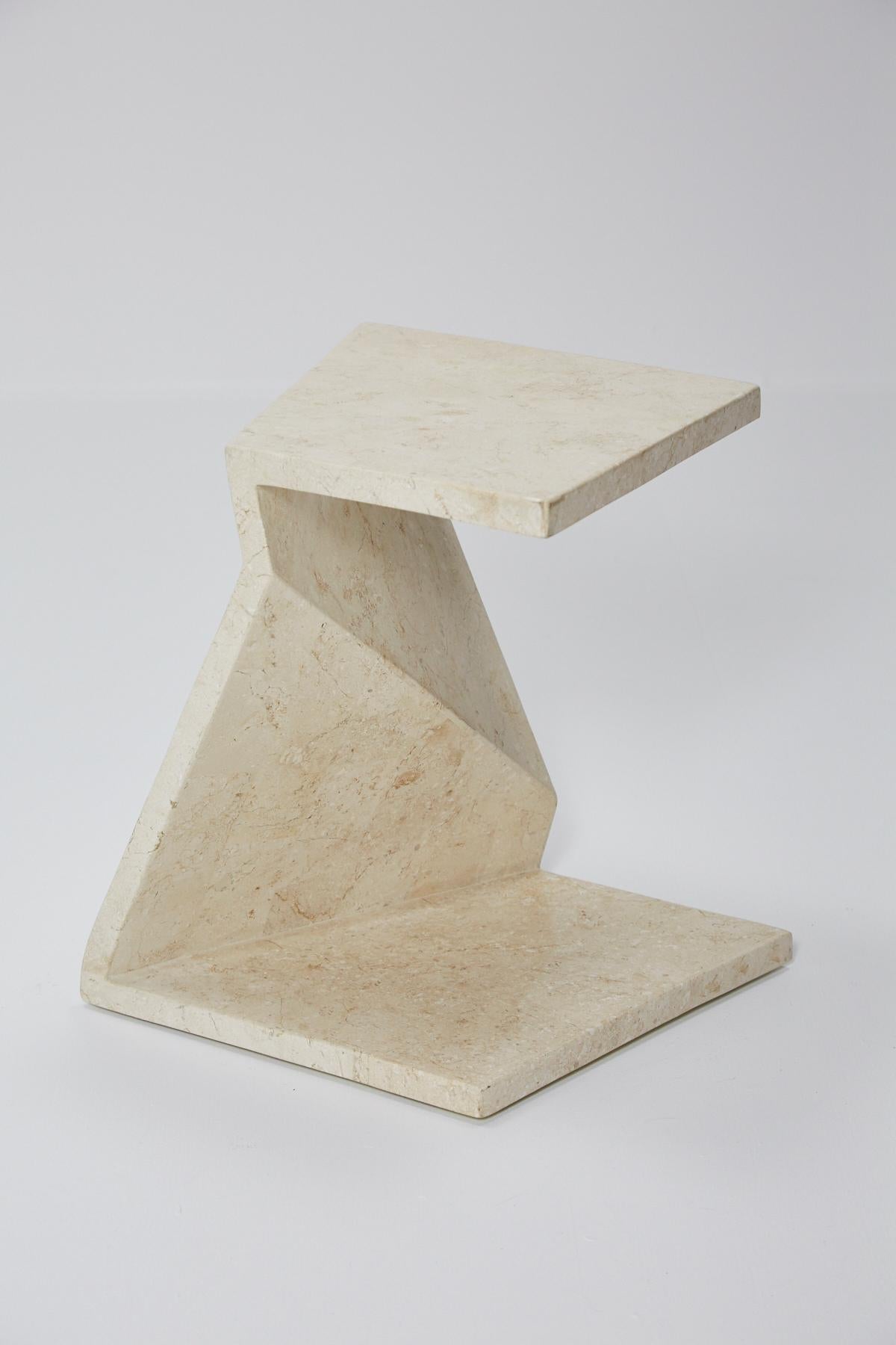 Zig Zag Side Tables or Coffee Table in Tessellated White Stone, 1990s 1