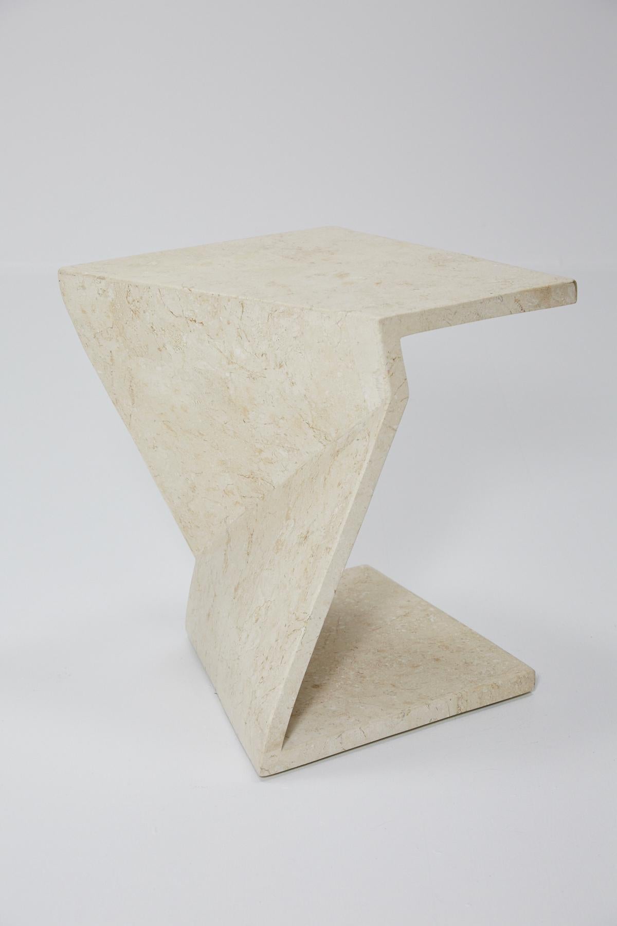 Zig Zag Side Tables or Coffee Table in Tessellated White Stone, 1990s 2