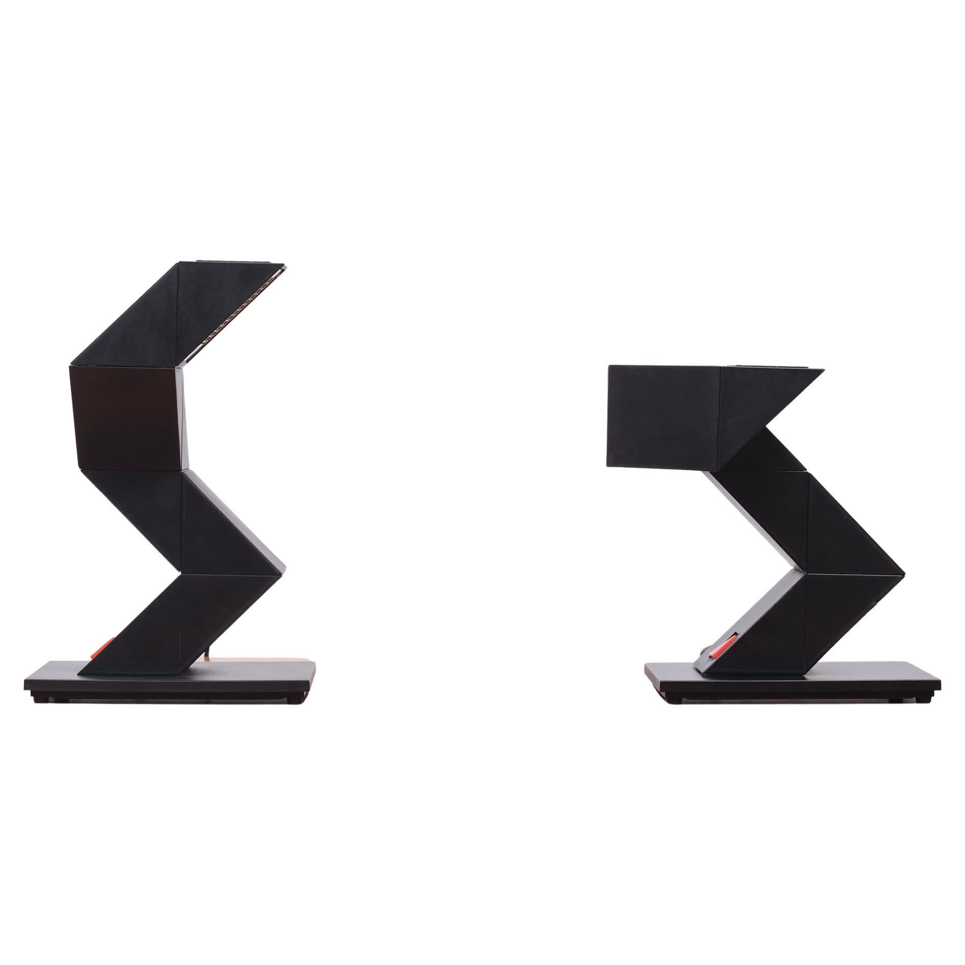 Zig-Zag Table Lamps Designer Shui L. D. Chan in 1984, Hong-Kong For Sale