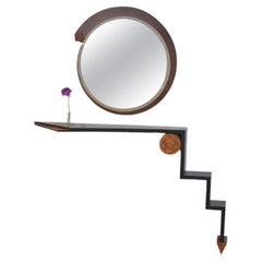 Zig Zag wall shelf with Spiral Mirror by Lee Weitzman - In Stock