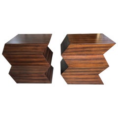 Zig Zag Wood Side Tables