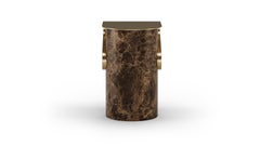 Zigara Side Table With Integrated Bookshelf In Emperador Marble