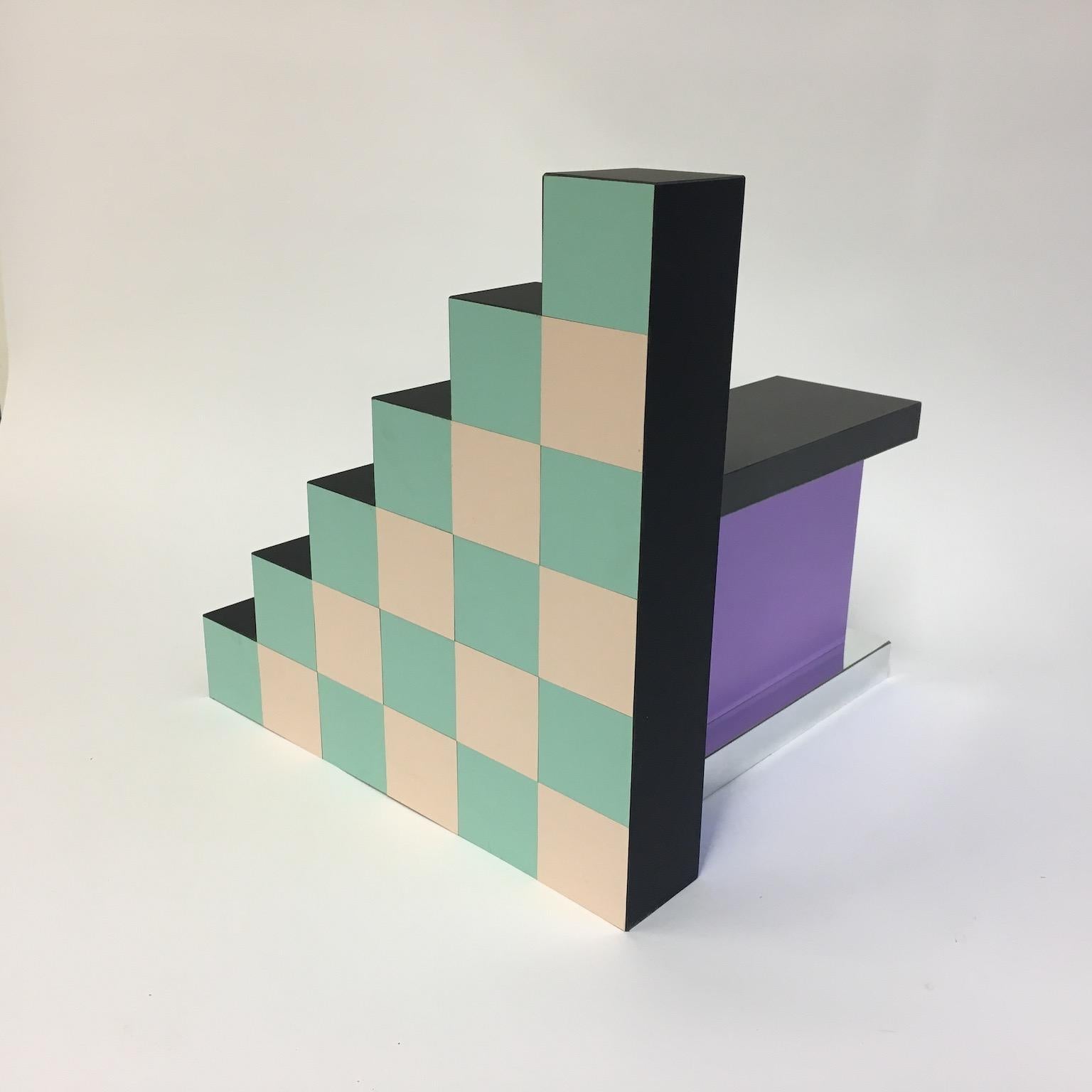 Post-Modern “Ziggurat 1.“ by Russell Bamber, 2018, Turquoise, Rose and Colored Laminate For Sale
