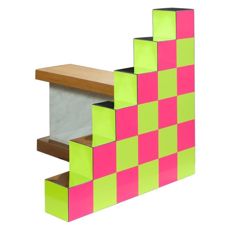 “Ziggurat 4” by Russell Bamber 2018, Fluorescent and Colored Laminates