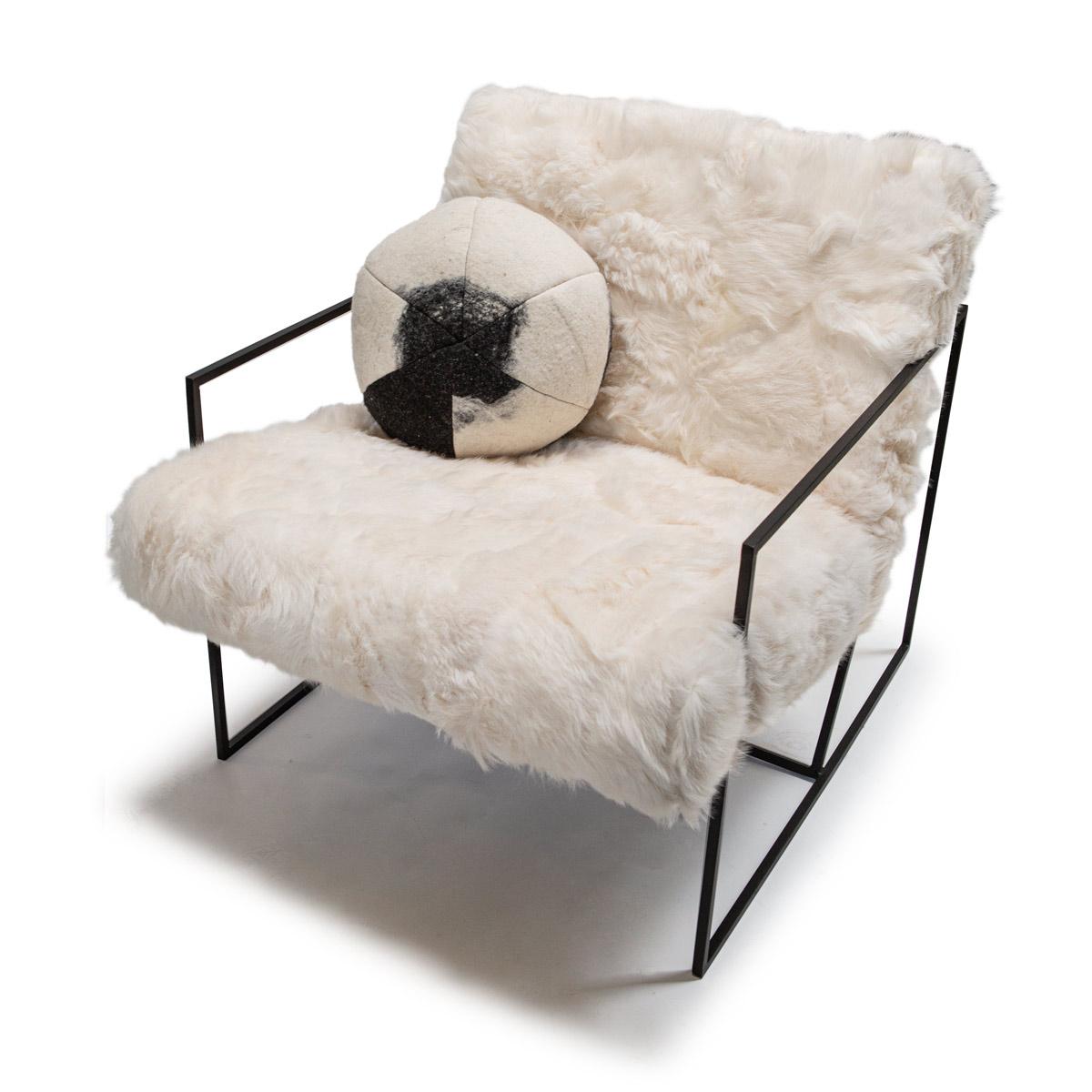 Steel Ziggy Chair by JG Switzer in Teddy Bear Brown Sheep Fur