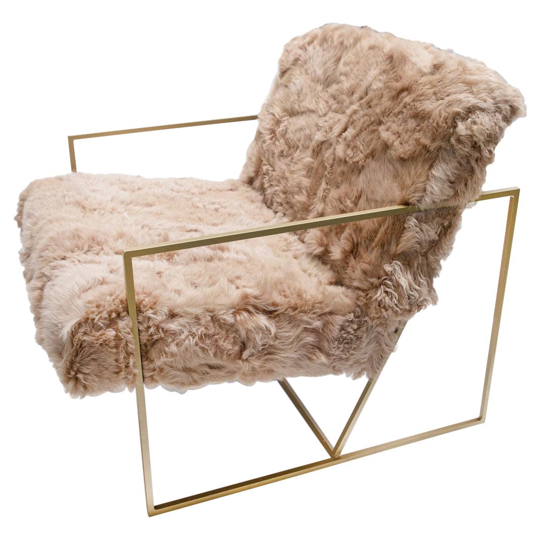 Ziggy Chair by JG Switzer in Teddy Bear Brown Sheep Fur