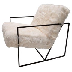 Chaise Ziggy de JG Switzer en fourrure de mouton blanche