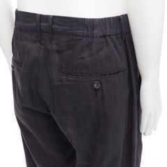 ZIGGY CHEN 2018 grey pinstripes linen ramie cotton tapered cropped pants FR46 S