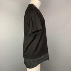 ZIGGY CHEN S/S 15 Size M Black & Grey Cotton / Linen Mixed Fabrics Shirt