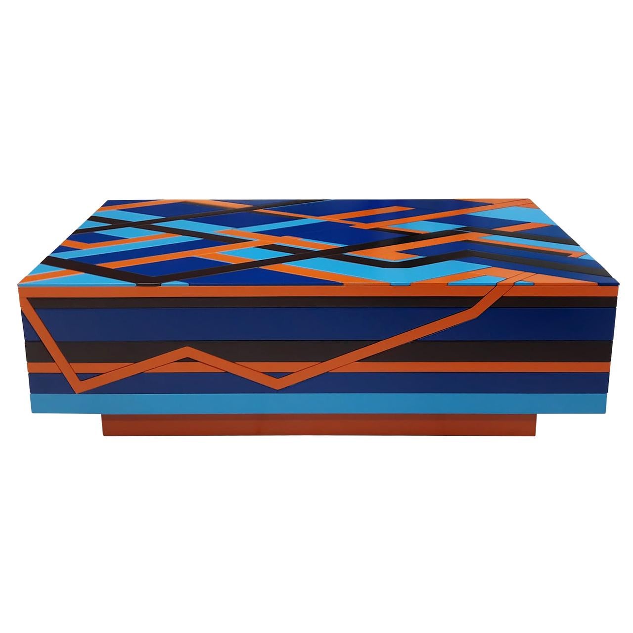 Ziggy Coffee Table . Handmade Contemporary Marquetry . Design Art Furniture For Sale