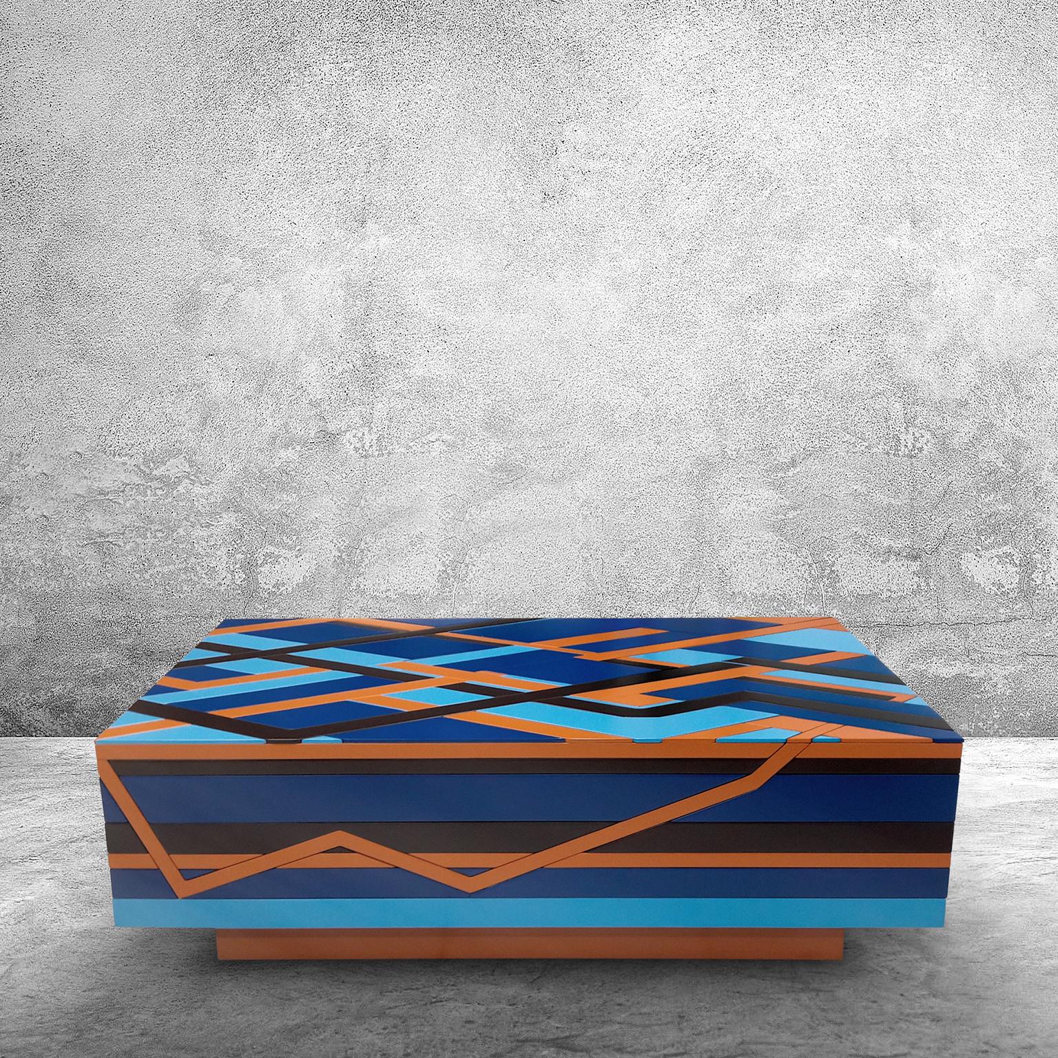Modern Ziggy Coffee Table . Handmade Contemporary Marquetry . Design Art Furniture For Sale