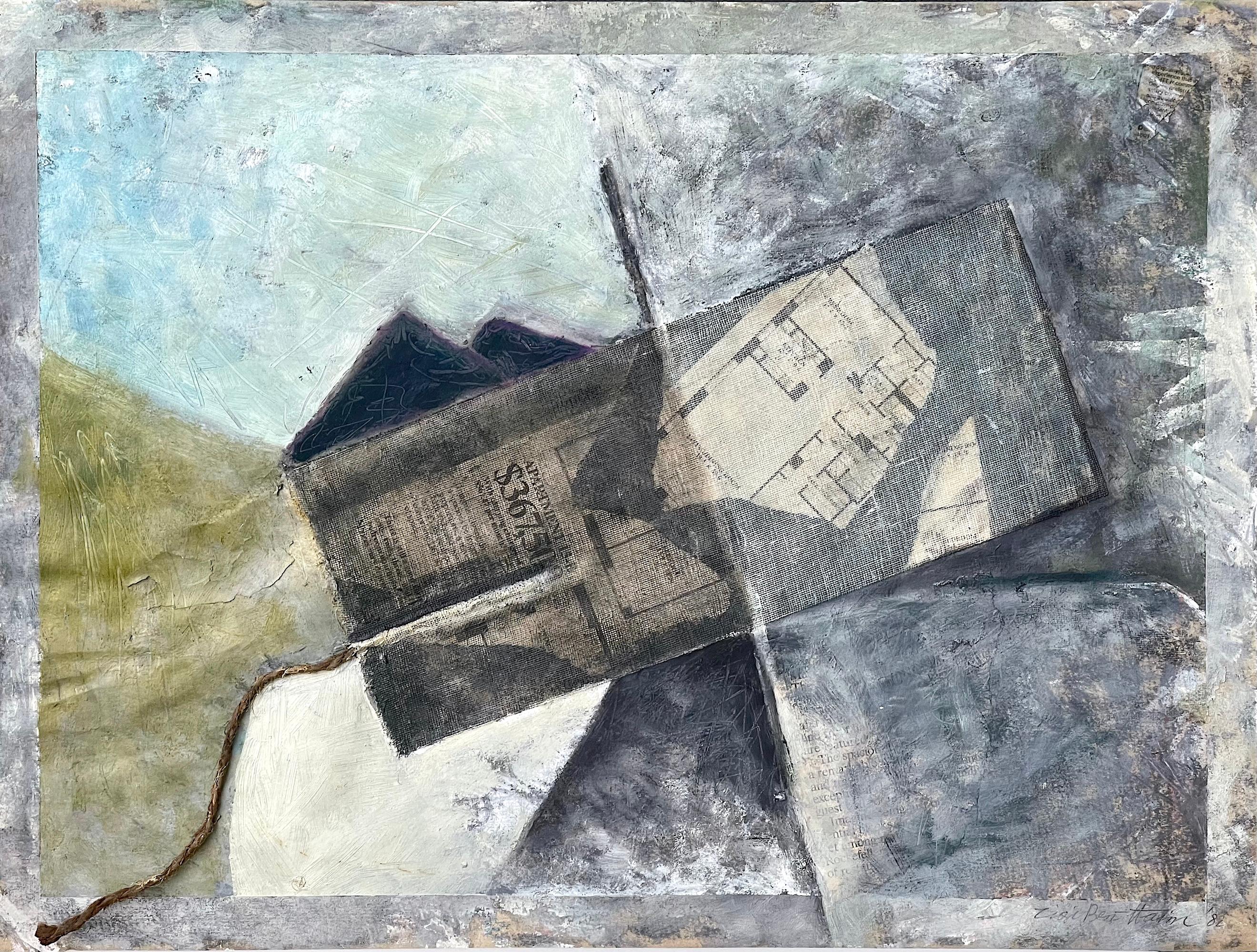 ŒUVRE EN VENTE:15-E, Collage de médias mixtes abstraits en 3D, Affiche réelle en vente 2