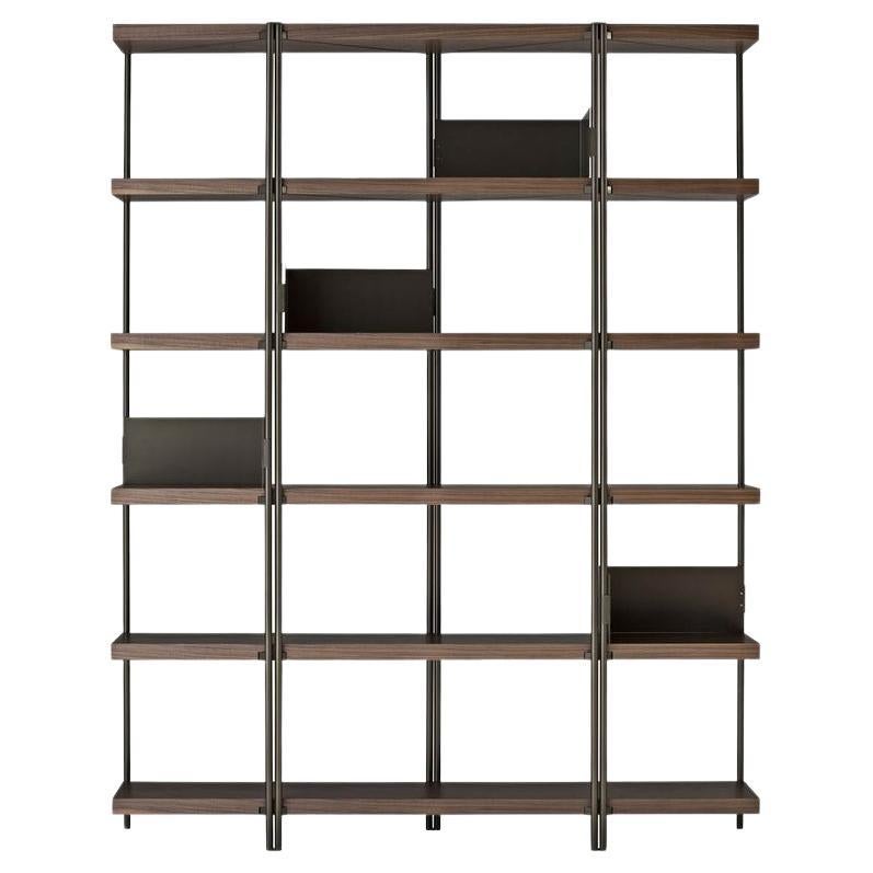 Libreria Zigzag H201 Bronzo Noce ( Non contiene fermalibri ) Di Driade