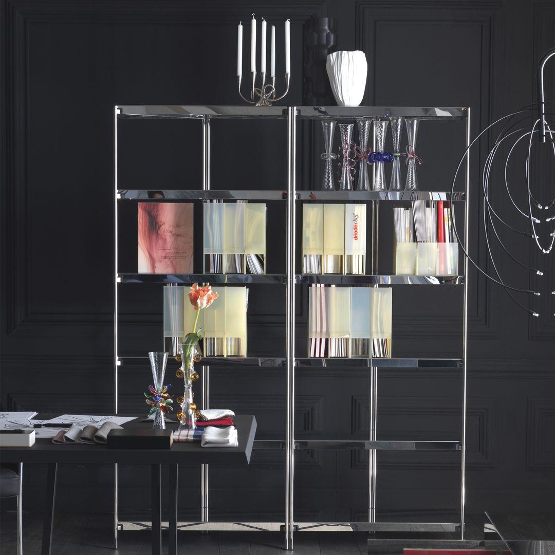 Italian Zigzag Bookshelves H201 Steel, 'Not Contain Bookends', by Driade For Sale