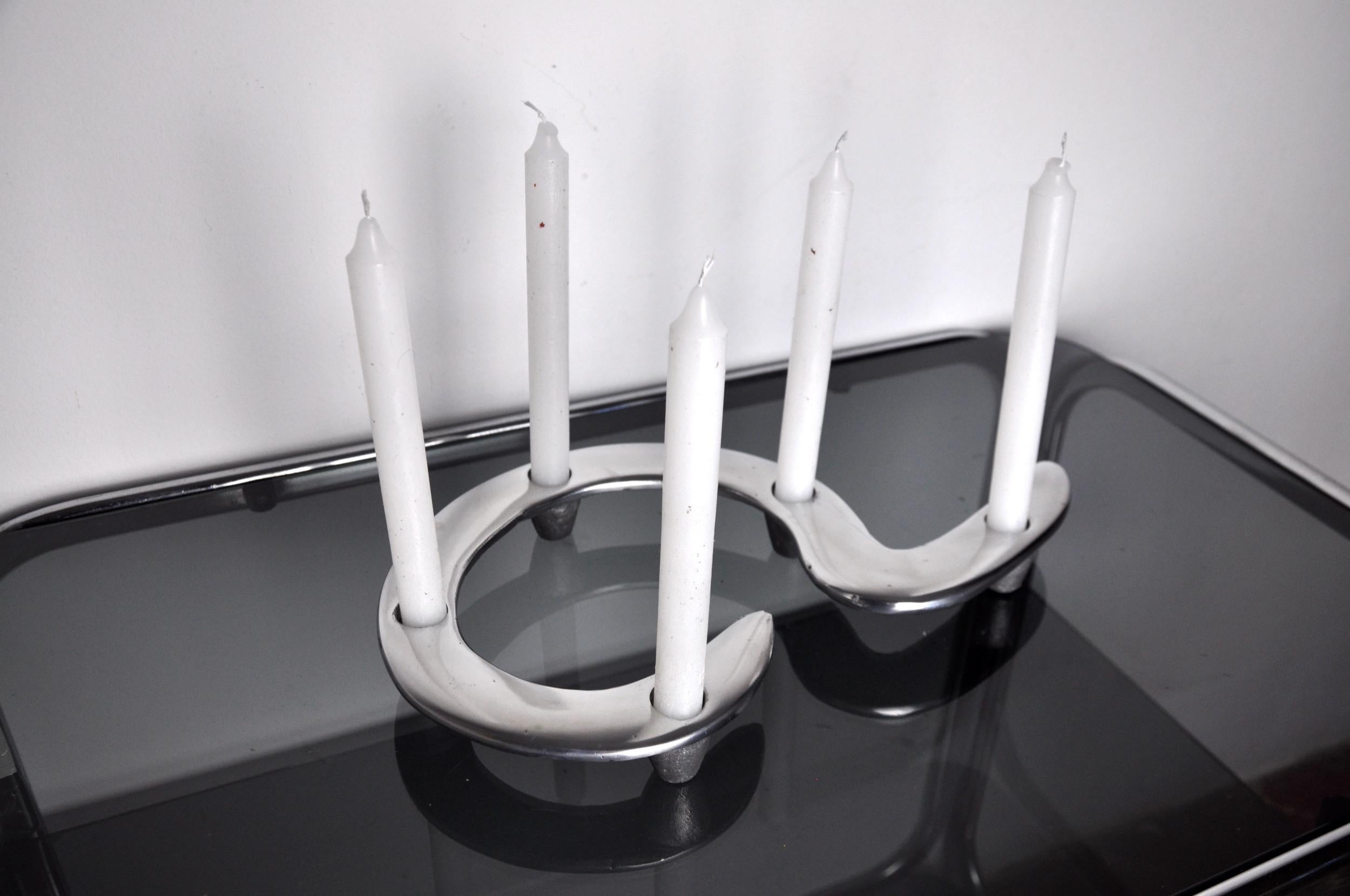 Zigzag Candle Holder by Matthew Hilton, Aluminium, England, 1980 In Good Condition For Sale In BARCELONA, ES