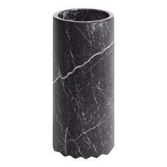 ZigZag Cylindrical Black Marquina Vase