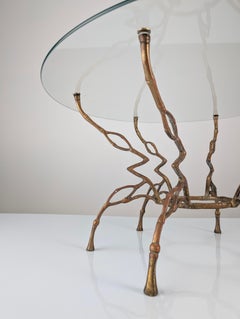 Zigzag Faux Bamboo Bronze Split Motif Coffee Table, 1960s