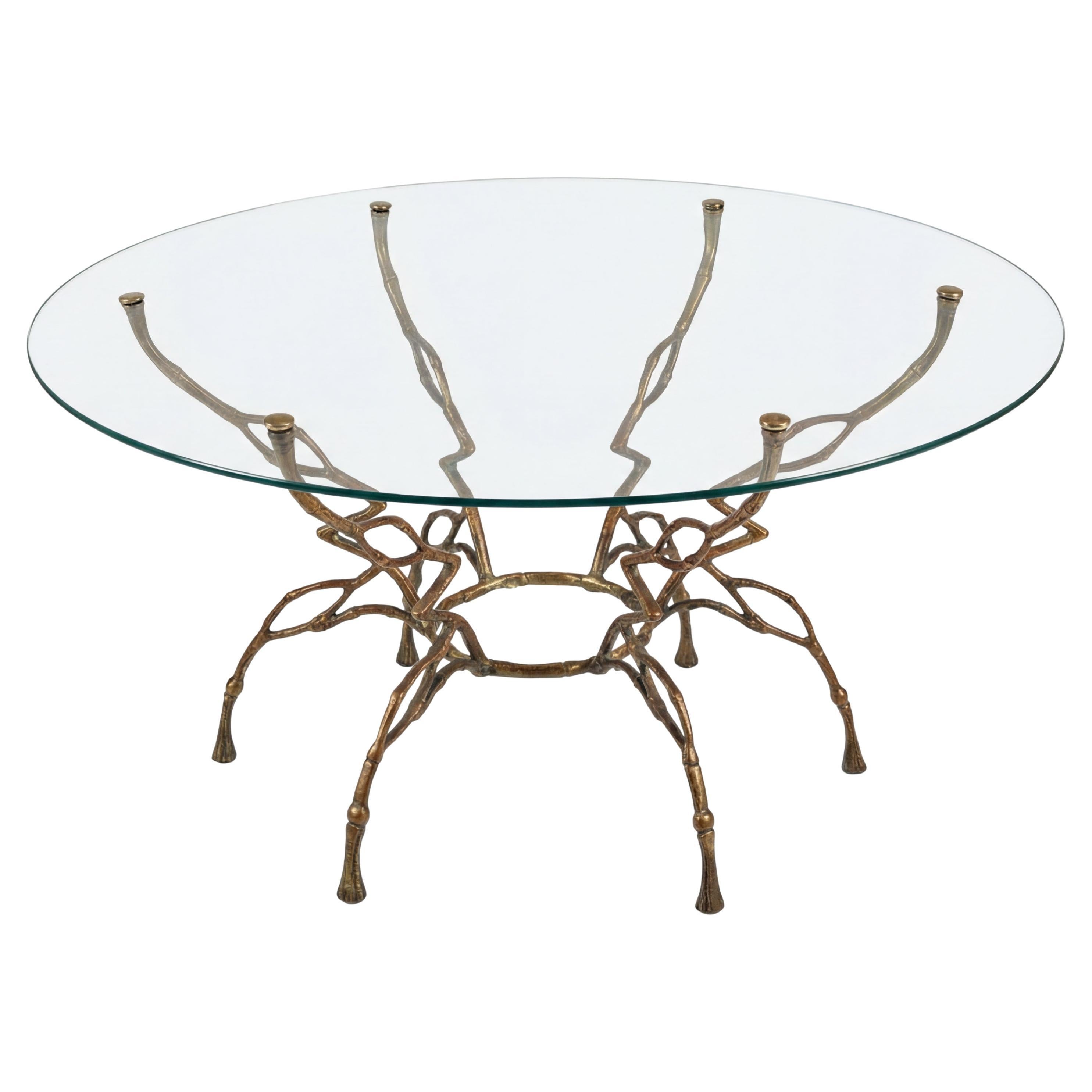 Zigzag Faux Bamboo Bronze Split Motif Coffee Table, 1960s For Sale