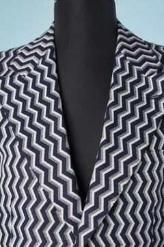 Giacca da uomo con motivo jacquard a zig zag e fodera con marchio Fendi