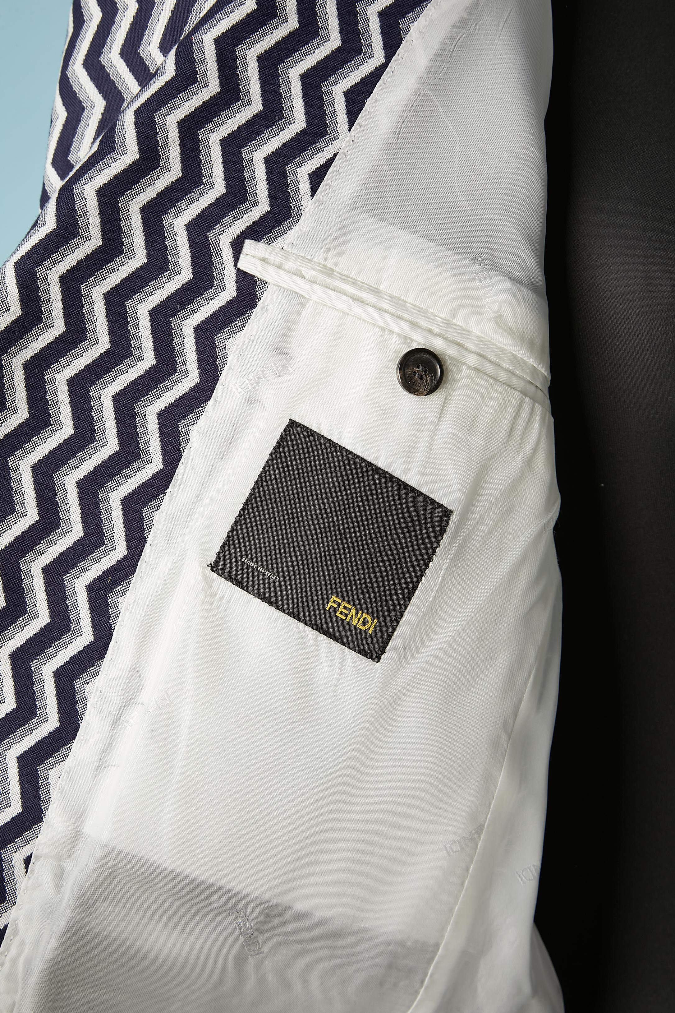Veste en jacquard à motif zigzag pour homme avec doublure de marque Fendi en vente 1