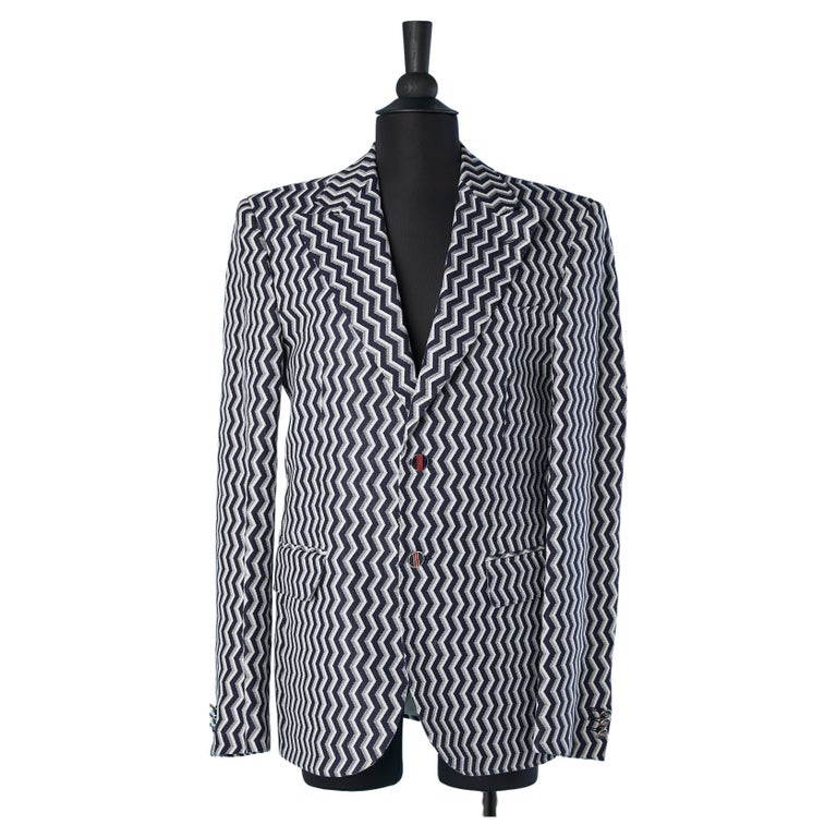Zigzag jacquard pattern Men jacket with branded lining Fendi  For Sale