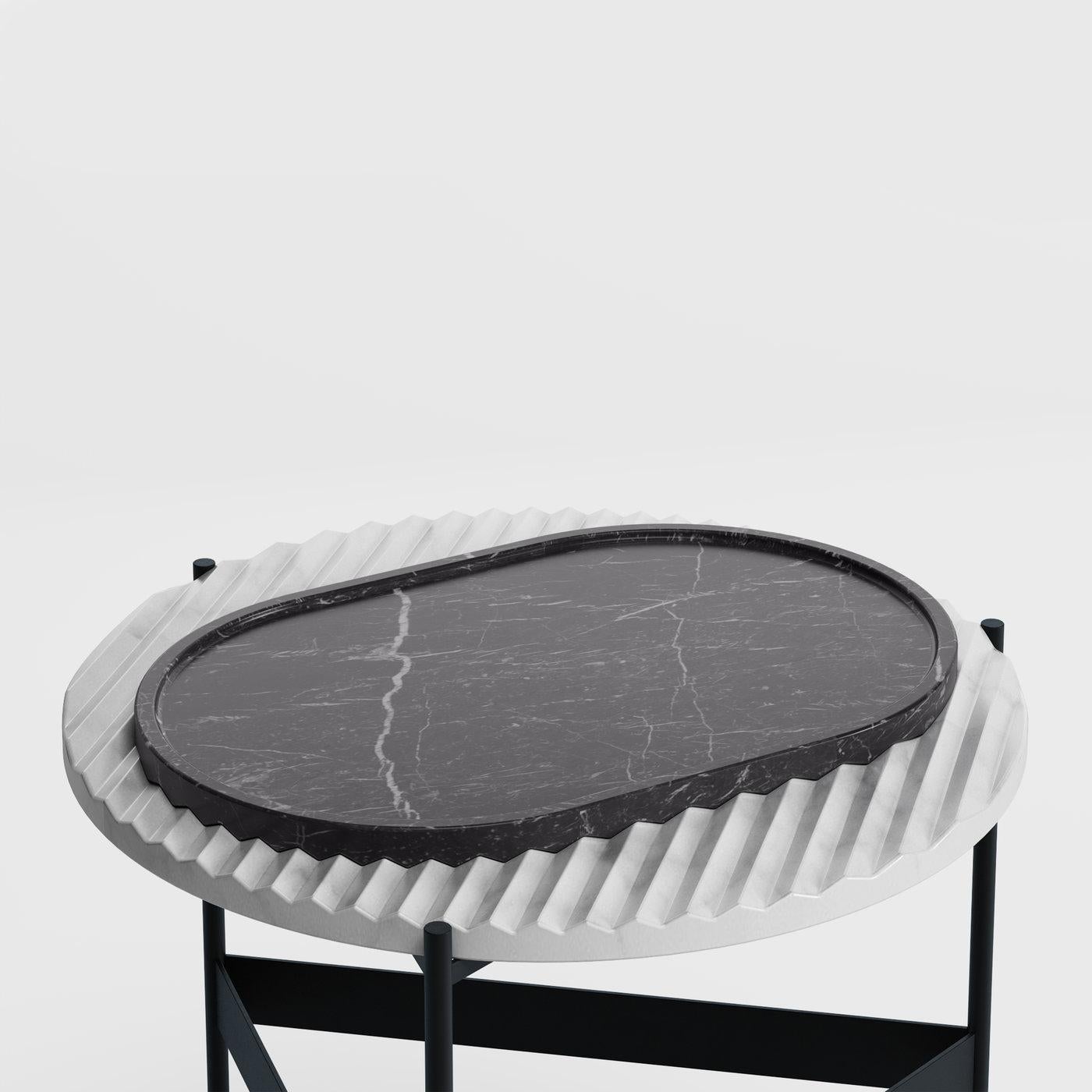 Modern ZigZag Oval White Carrara Tray