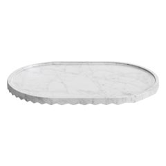 ZigZag Oval White Carrara Tray