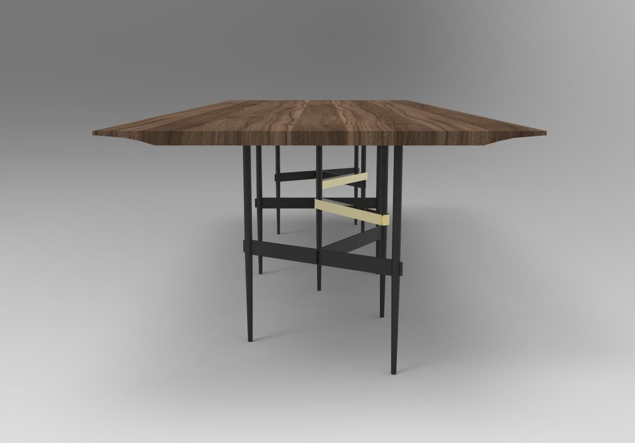 Industrial Zigzag Walnut Dining Table by Atra For Sale