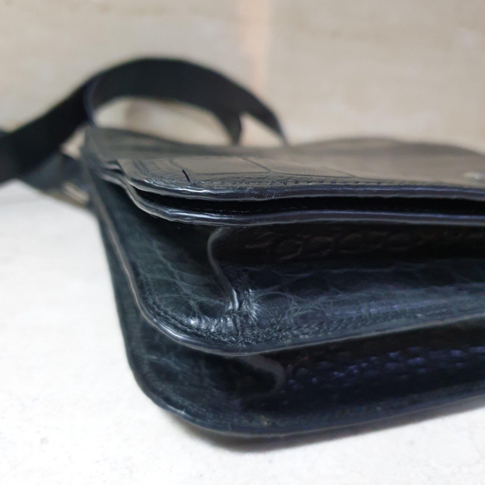 Zilli Black Alligator Messenger Bag 5