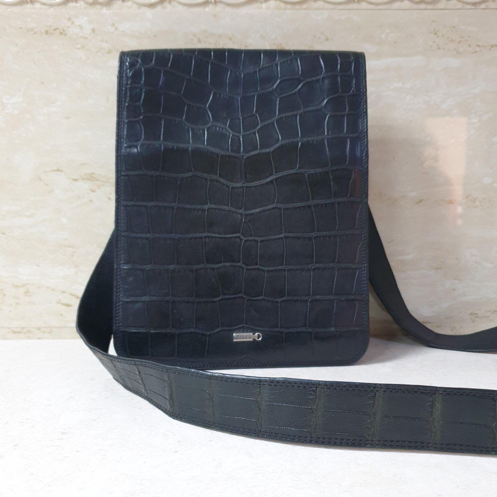 Zilli Black Alligator Messenger Bag 6