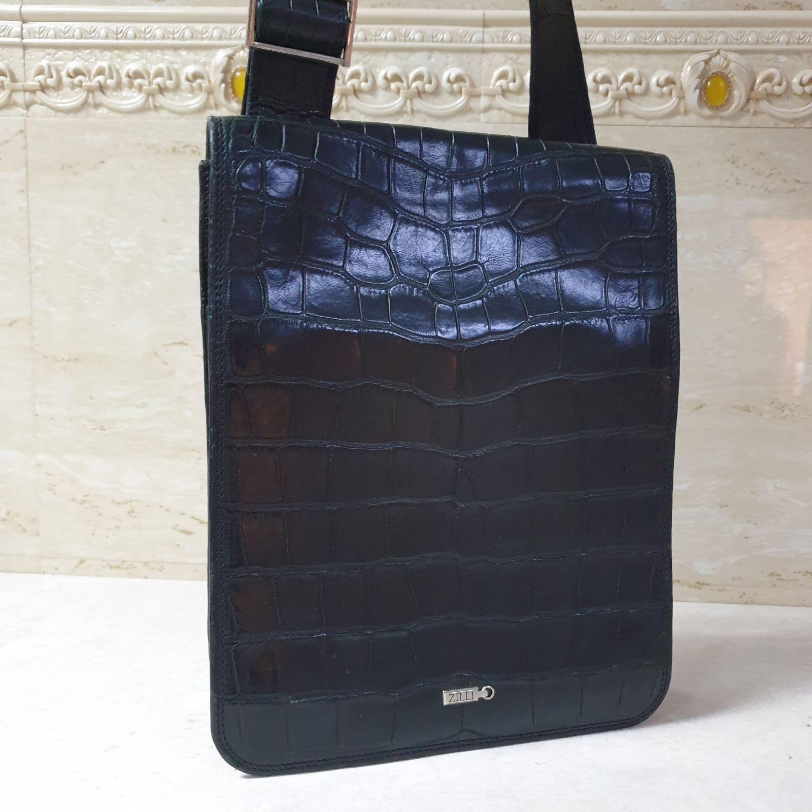 Zilli Black Alligator Messenger Bag 8