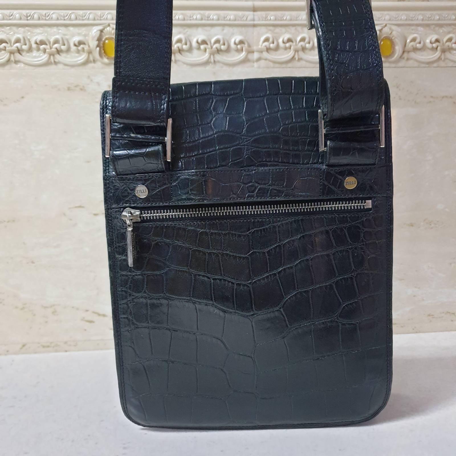 Men's Zilli Black Alligator Messenger Bag