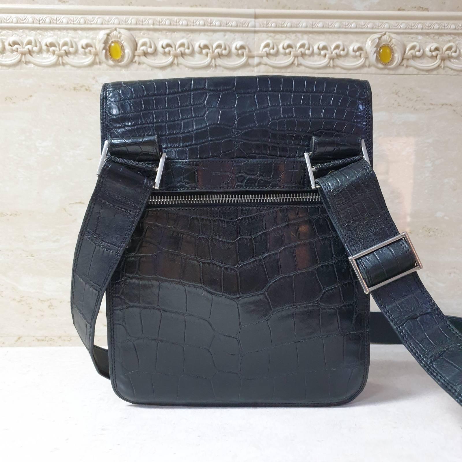 Zilli Black Alligator Messenger Bag 2