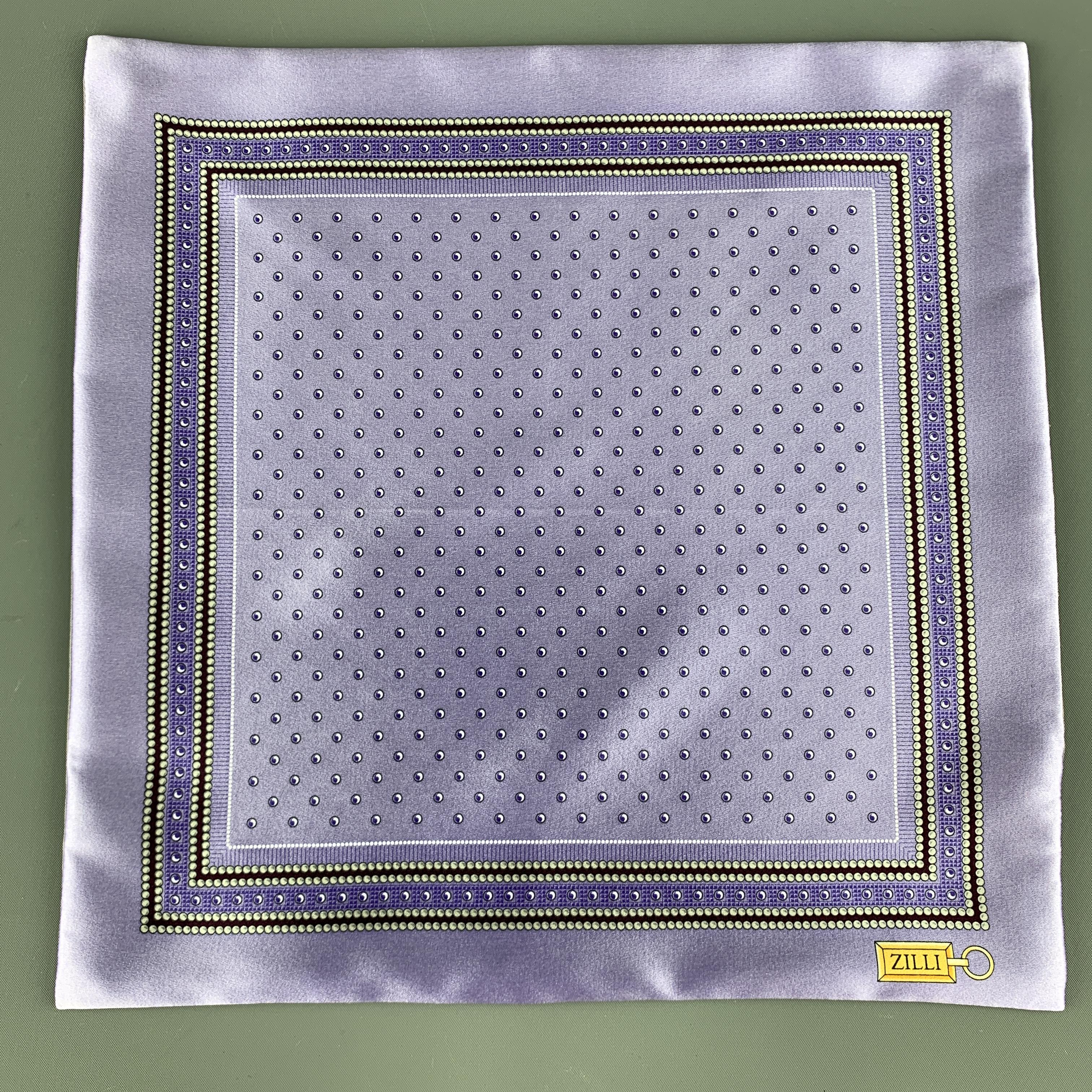 Purple ZILLI Lavender Diagonal Stripe Print Silk Tie Pocket Square Set in Box