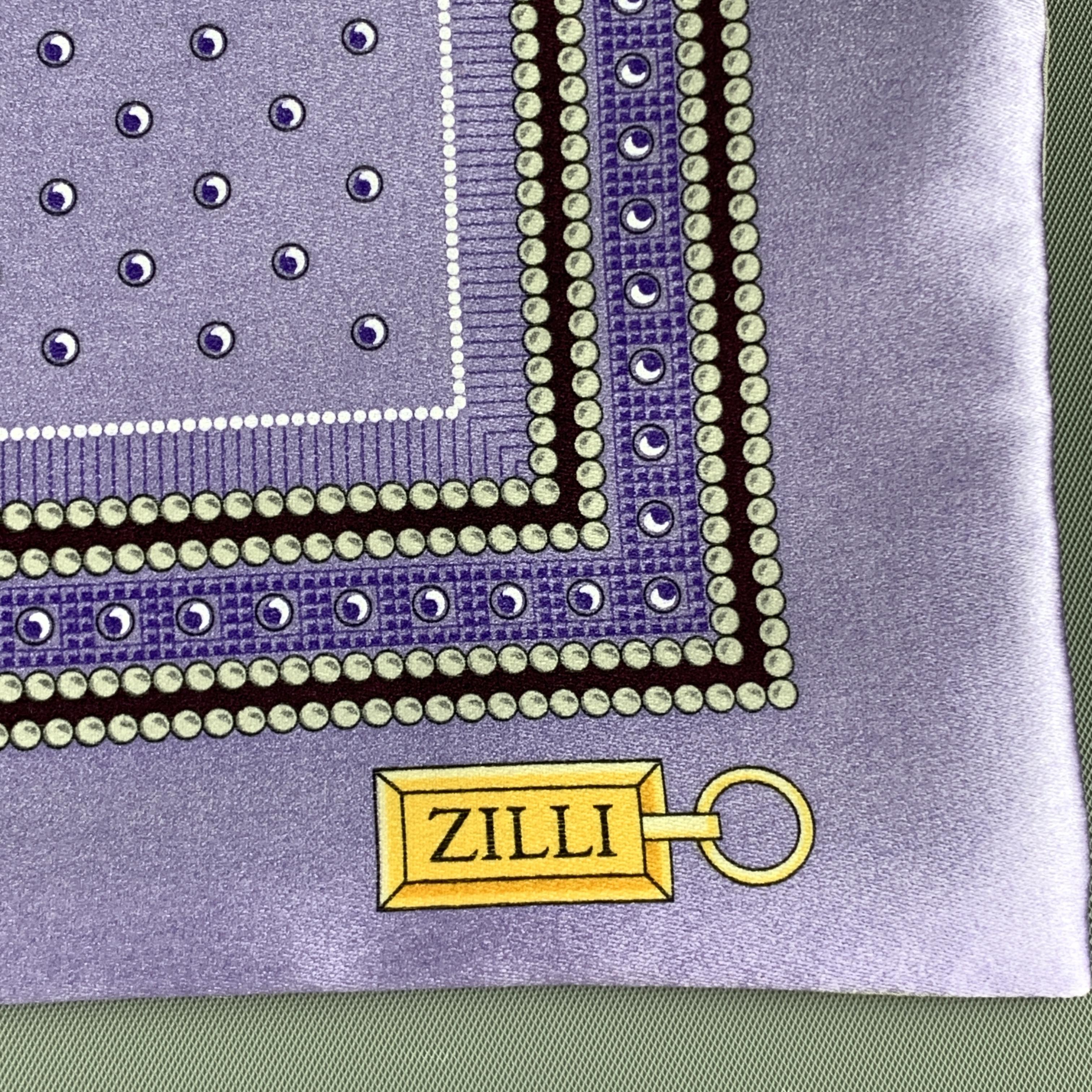 Men's ZILLI Lavender Diagonal Stripe Print Silk Tie Pocket Square Set in Box