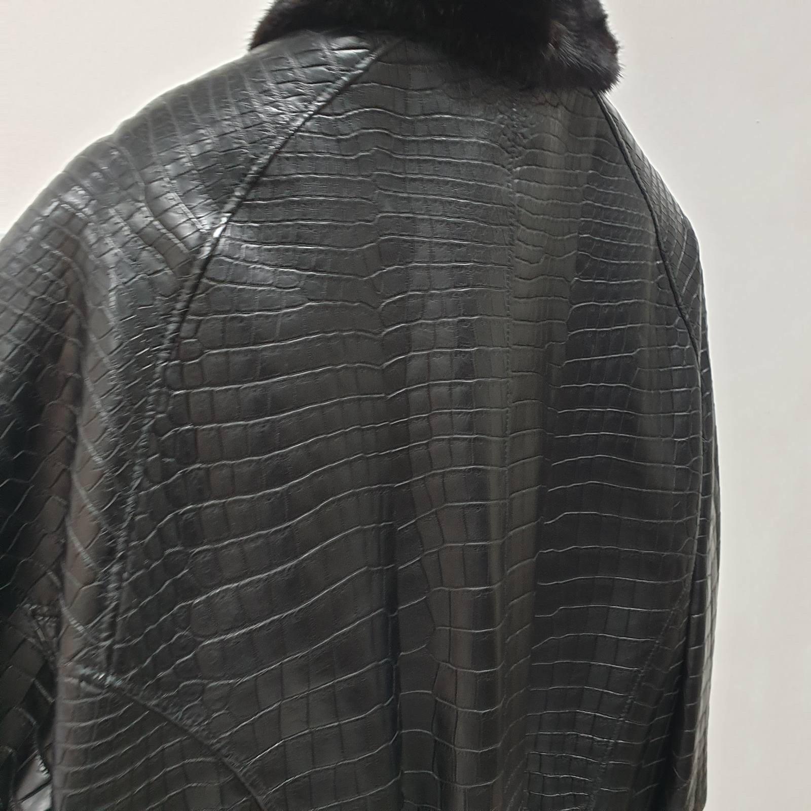 Zilli Herren Krokodilleder Nerz Pelz gefüttert Jacke Größe 58 im Angebot 8