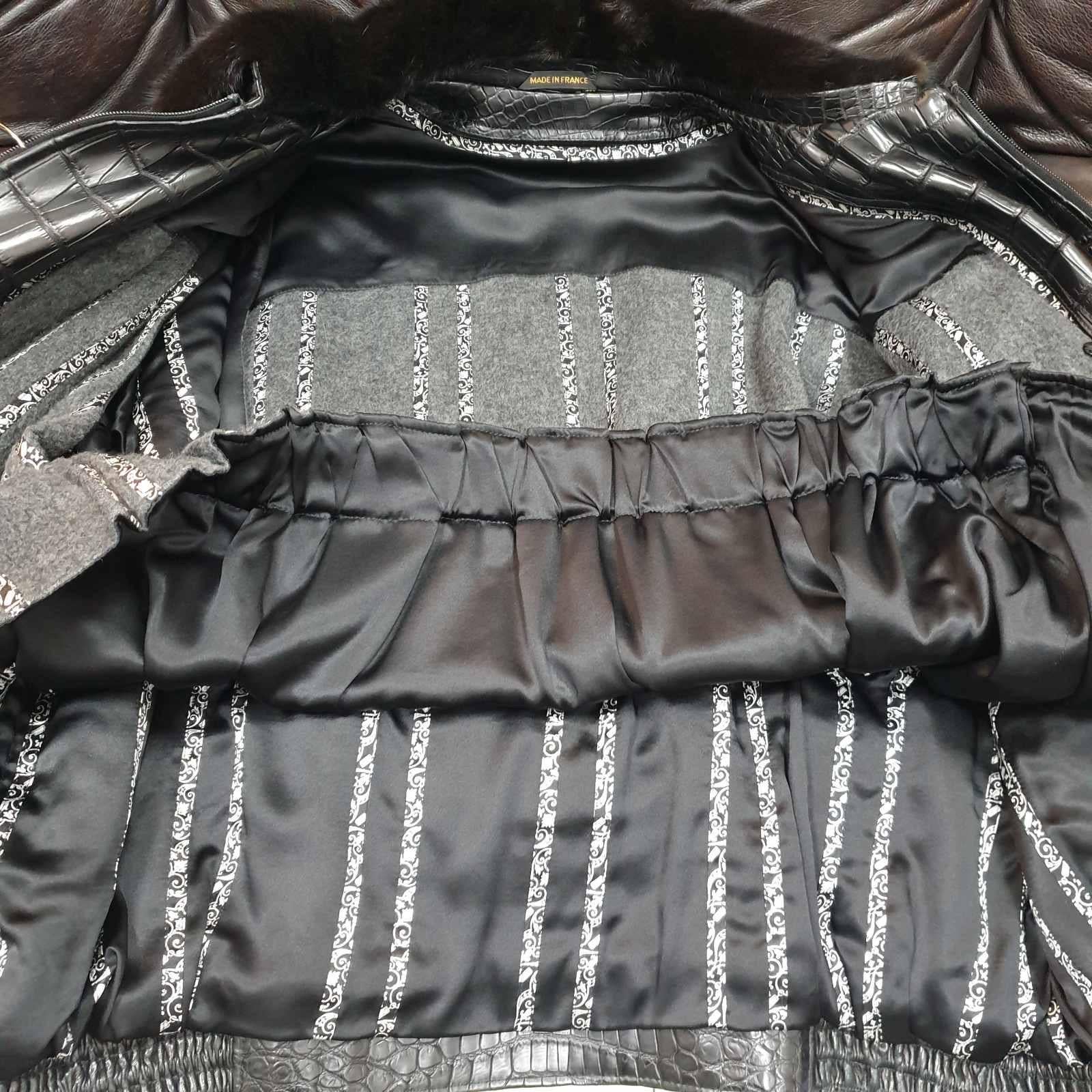 Zilli Herren Krokodilleder Nerz Pelz gefüttert Jacke Größe 58 im Angebot 9