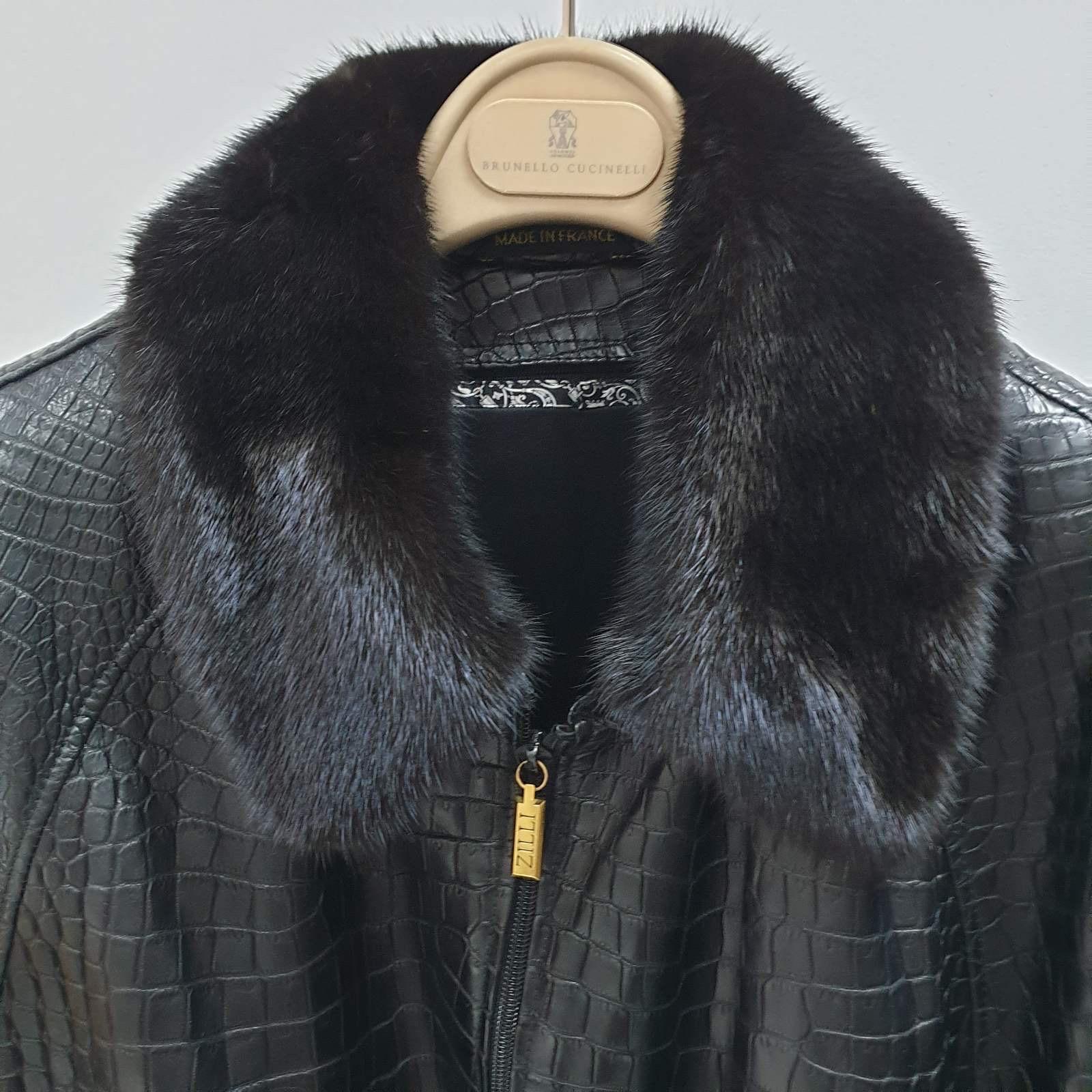Zilli Herren Krokodilleder Nerz Pelz gefüttert Jacke Größe 58 im Angebot 1