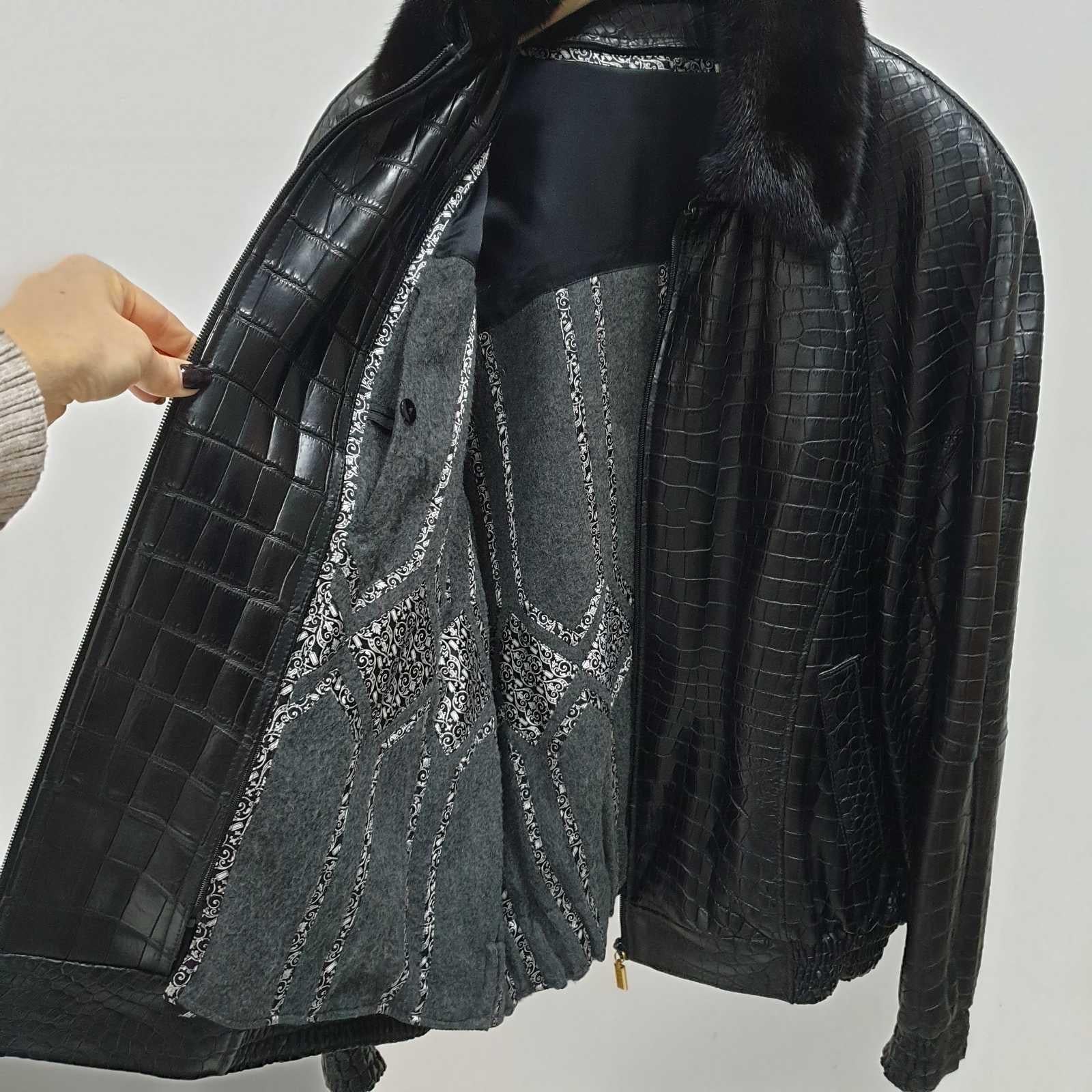 Zilli Herren Krokodilleder Nerz Pelz gefüttert Jacke Größe 58 im Angebot 2