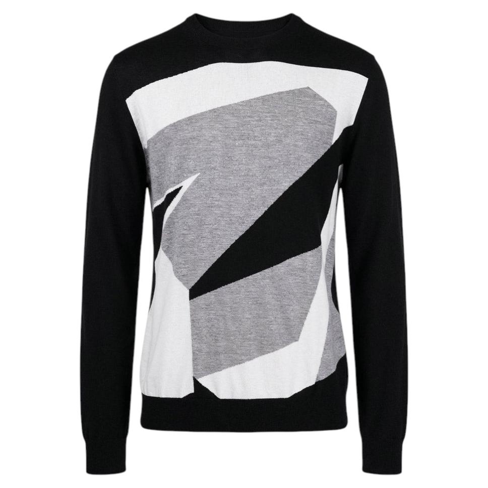 Zilli Herrenpullover aus einer Woll-Seiden-Mischung, Größe XL, mit grafischem Muster, hergestellt in Italien im Angebot