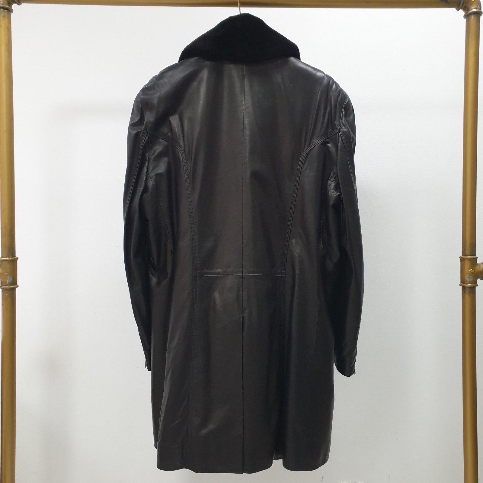 Zilli Nerz gefütterter Ledermantel - Größe 64 / XXL im Angebot 9