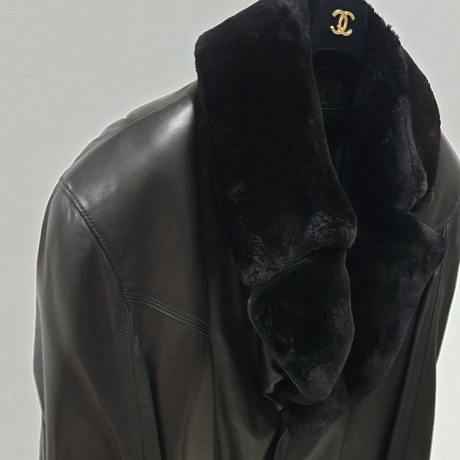 Zilli Nerz gefütterter Ledermantel - Größe 64 / XXL im Angebot 3