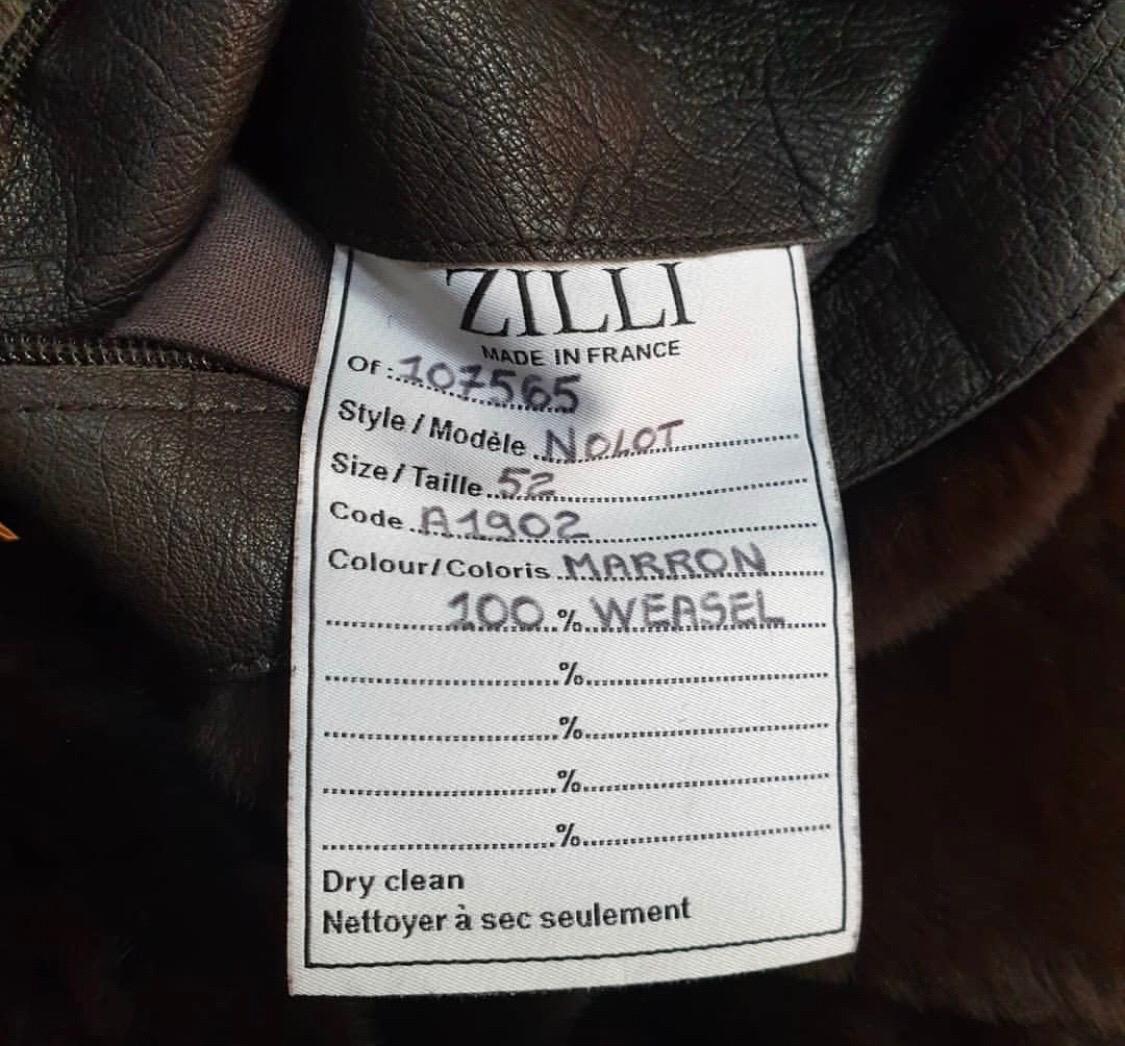 Zilli Veste en cuir d'autruche marron et fourrure Nolot en vente 4