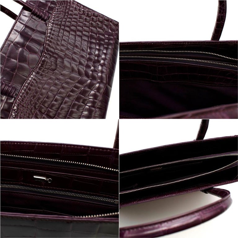 Zilli Purple Shiny Crocodile Grande Maroquinerie Bag For Sale at 1stDibs