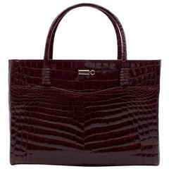 Zilli Purple Shiny Crocodile Grande Maroquinerie Bag