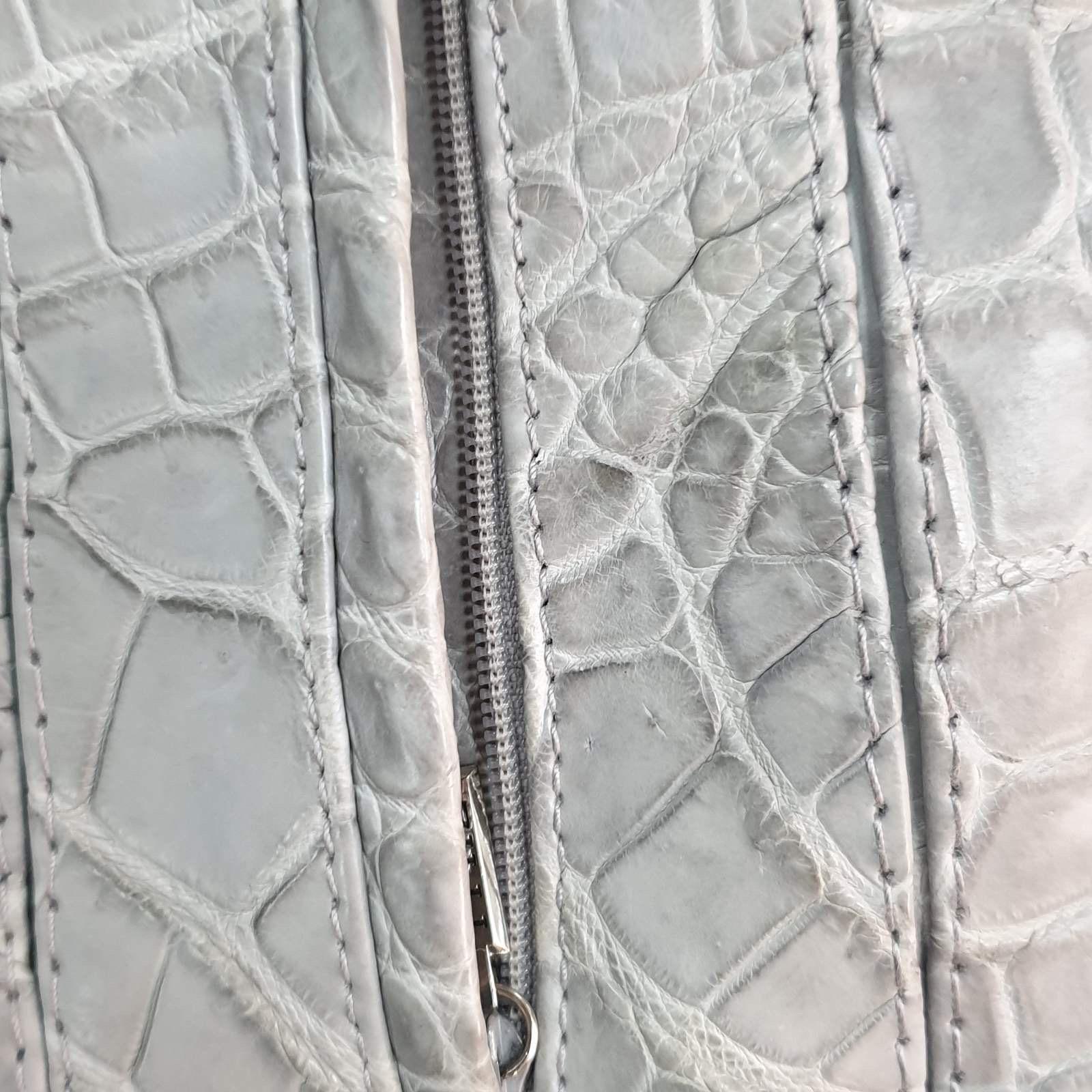 Zilly Gray Crocodile Leather Jacket For Sale 6