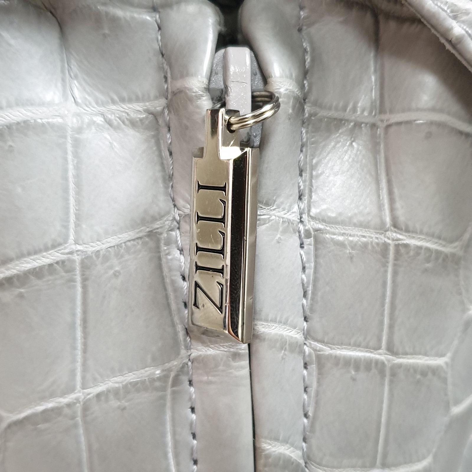 Zilly Gray Crocodile Leather Jacket For Sale 8