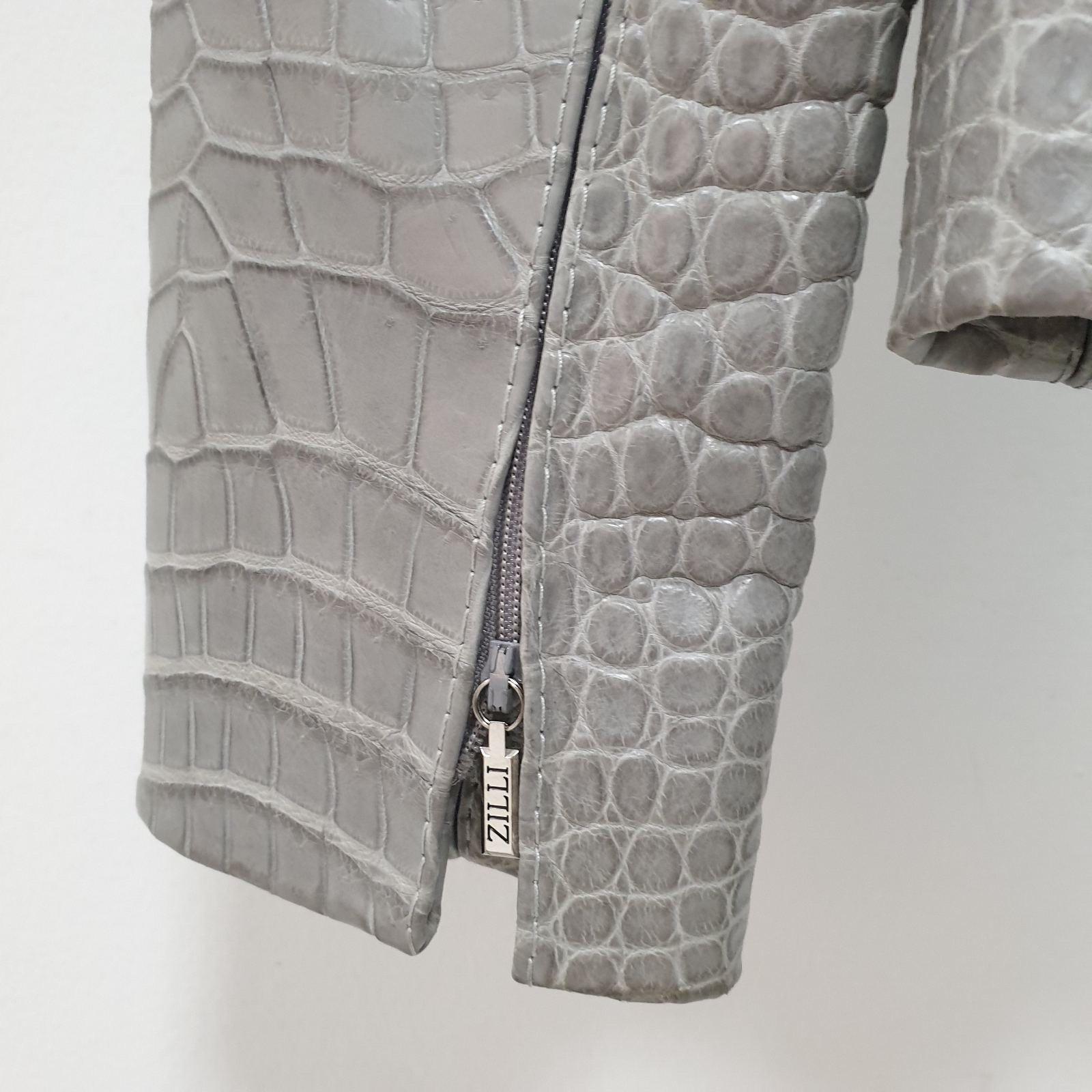 Zilly Gray Crocodile Leather Jacket For Sale 9